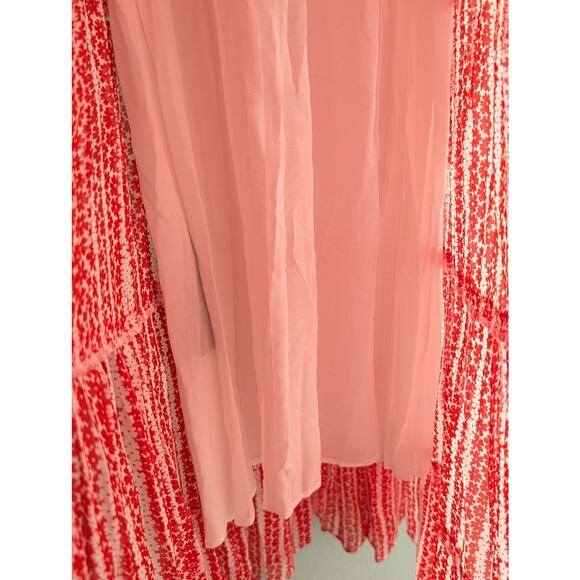 NWT The Kooples Floral Print Collard Striped Maxi Dress Red White Sz 1 US Small - Picture 8 of 11